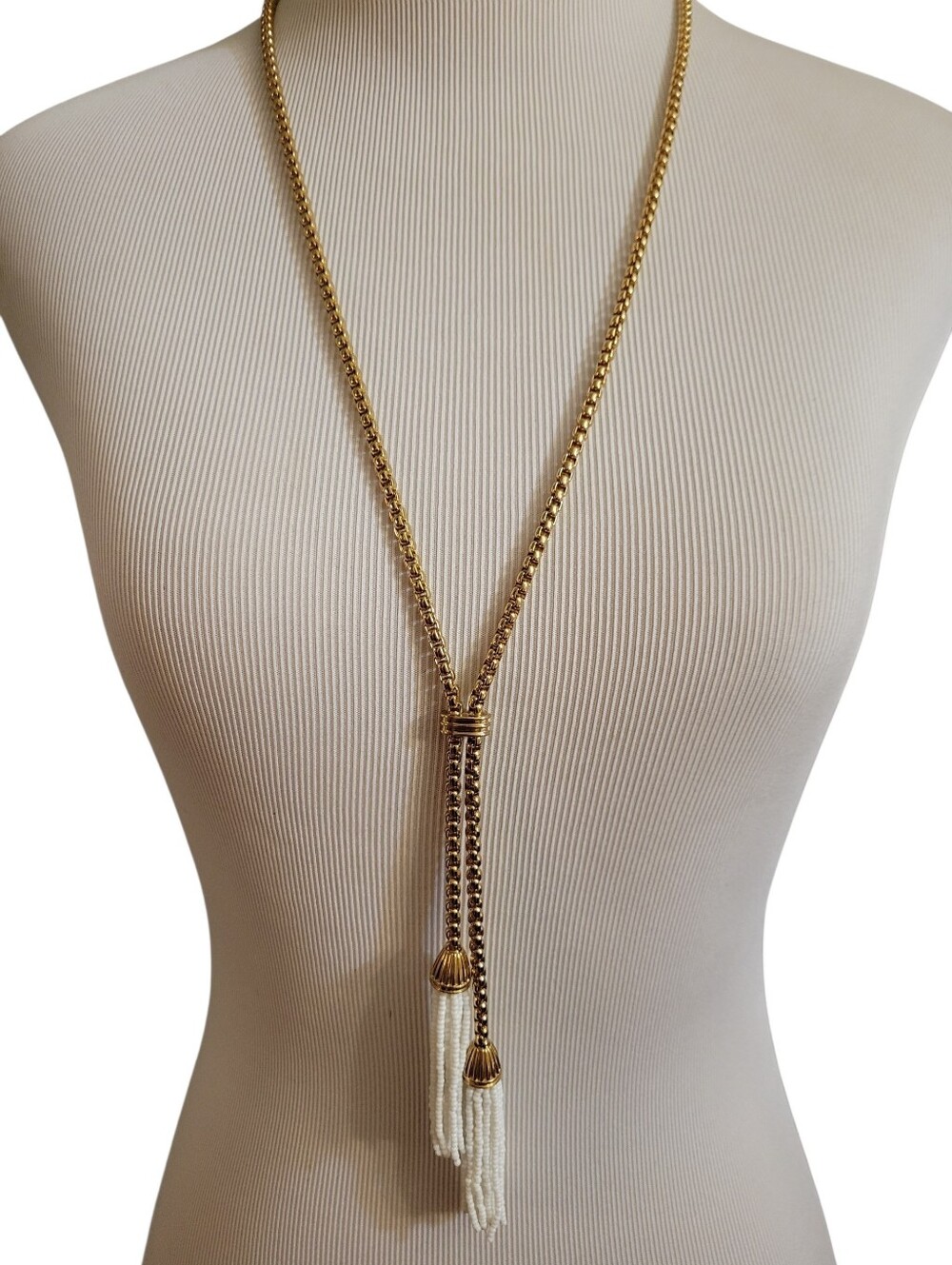 J. Crew Lariat Style Necklace With Beaded Tassels